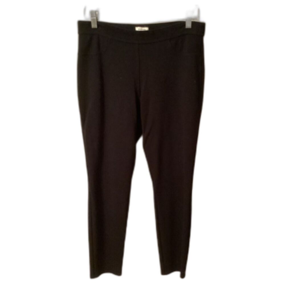 MAX STUDIO SIZE LARGE BLACK PONTE KNIT PULL ON STRAIGHT LEG PANTS